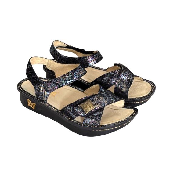 Alegria Lula Leather Adjustable Backstrap Sandals Glam Bam 37 US 7 Wide Width - Picture 2 of 16